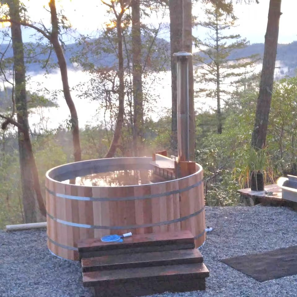 Glamping, Garden Bay BC AlumiTub Wood Fired Hot Tubs