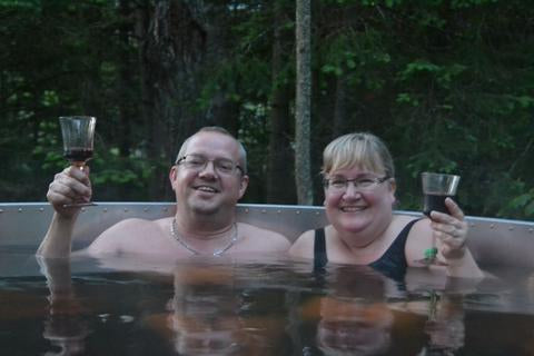 Wood fired hot tub