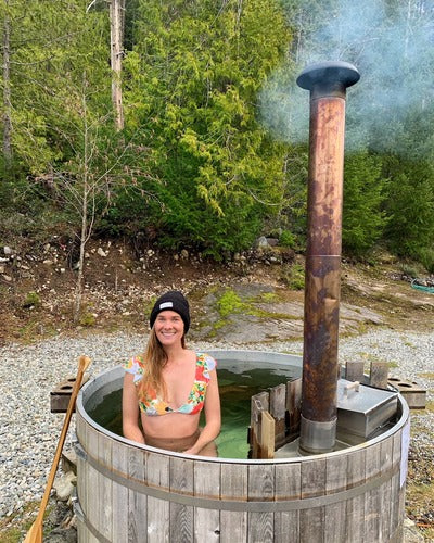beautiful wood fired hot tub