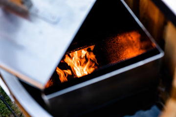 wood fired hot tub stove with open lid