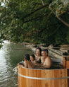 Wood fired saltwater hot tub on beach