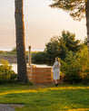 Cedar hot tub by the lake